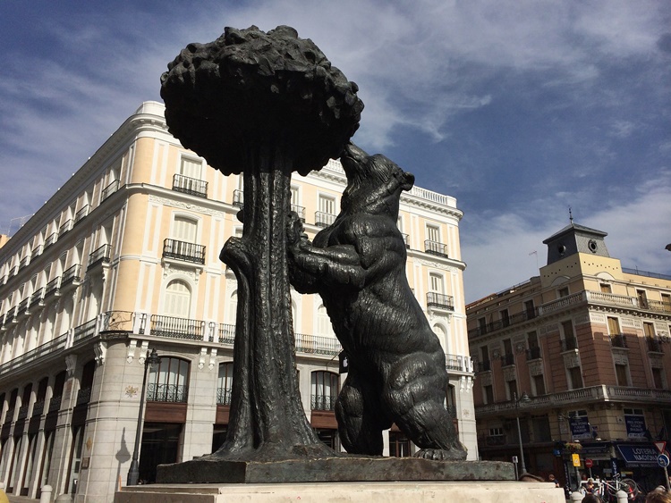 The Statue of the Bear and the Strawberry Tree in Madrid, Spain